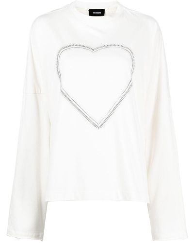 we11done Heart-print Cotton Jumper - White