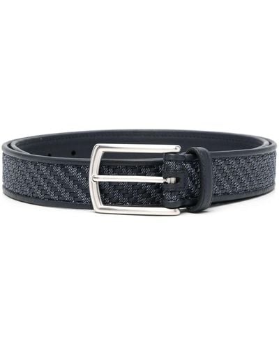Zegna Woven Leather Belt - Blue