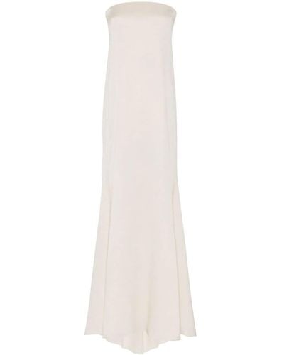 Saint Laurent Silk Strapless Maxi Dress - White