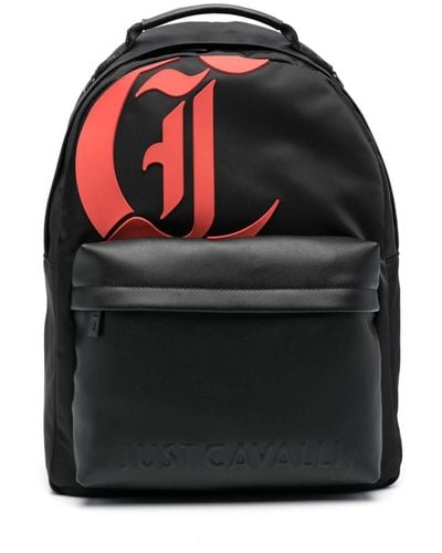 Just Cavalli Appliqué-logo Gabardine-weave Backpack - Black