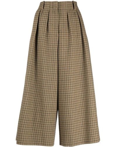 Moncler Check Cropped Trousers - Natural