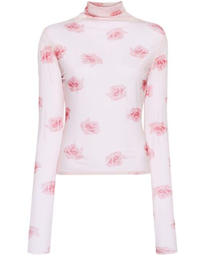 KENZO Bluse mit Rosen-Print - Pink