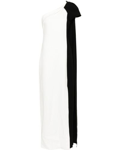 Roland Mouret Asymmetric Stretch-cady Bow Maxi Dress - White