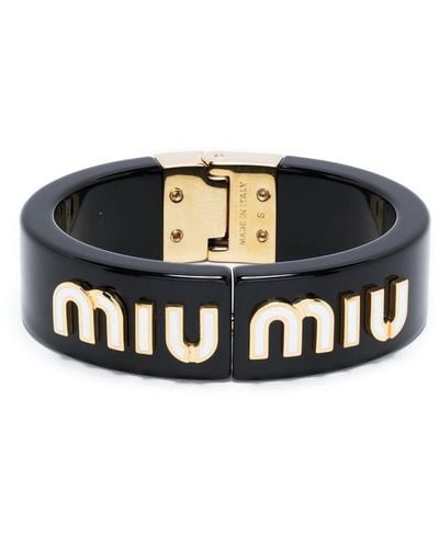 Miu Miu Bracelet à logo - Noir