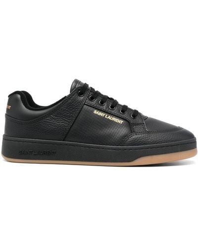 Saint Laurent Low Top Trainers With Laminated Logo - Black
