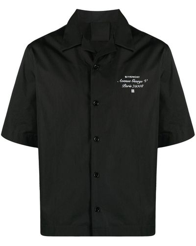 Givenchy Camisa con logo bordado y manga corta - Negro
