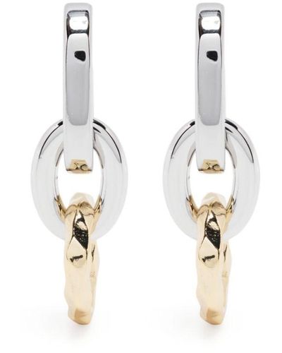 Maje Boucles d'oreilles pendantes à détail de chaîne - Blanc