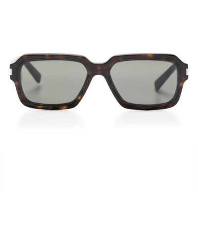 Saint Laurent Tortoiseshell-effect Square-frame Sunglasses - Gray
