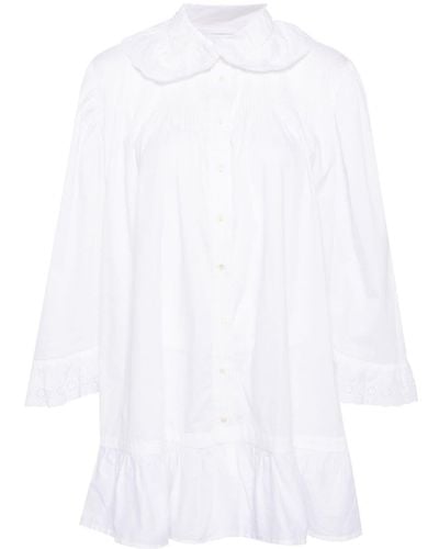 Bode Peter Pan Collar Cotton Dress - White