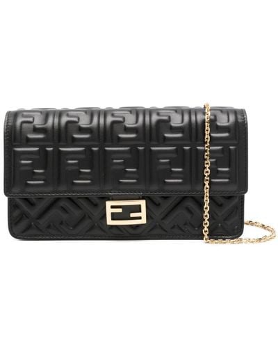 Fendi "Baguette" Wallet With Chain - Black