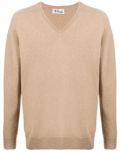 Pringle of Scotland Ribbed V-neck Sweater - Natural