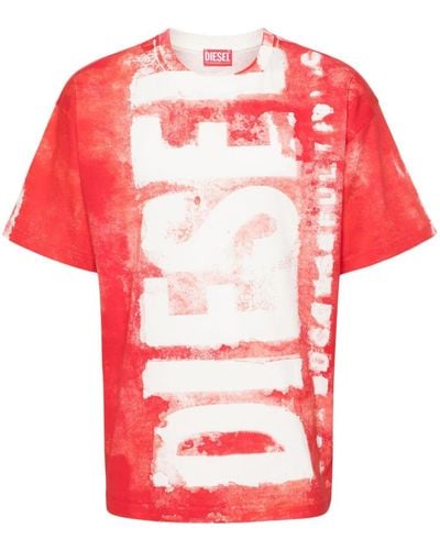 DIESEL Katoenen T-shirt Met Logoprint - Rood
