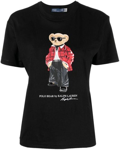 Polo Ralph Lauren Holiday Bear Cotton-jersey T-shirt - Black