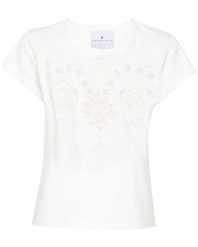 Ermanno Scervino T-shirt en coton à broderies - Blanc