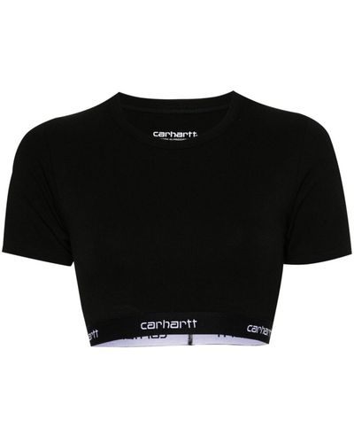 Carhartt Script Cropped-T-Shirt mit Logo-Bund - Schwarz
