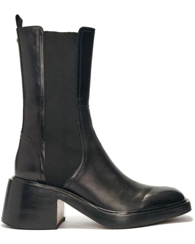 Maje Square-toe Leather Ankle Boots - Black