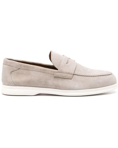 Doucal's Suede Penny Loafers - White