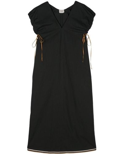 Alysi Gathered-sleeve Maxi Dress - Black