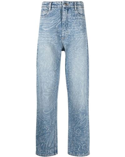 DOMREBEL Straight-Leg-Jeans mit Print - Blau