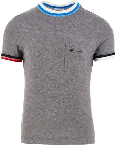 Ferragamo Logo-embroidered Jersey T-shirt - Grey