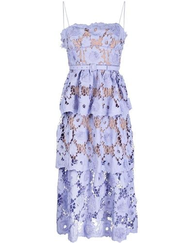Self-Portrait Floral-lace Cotton Midi Dress - Purple
