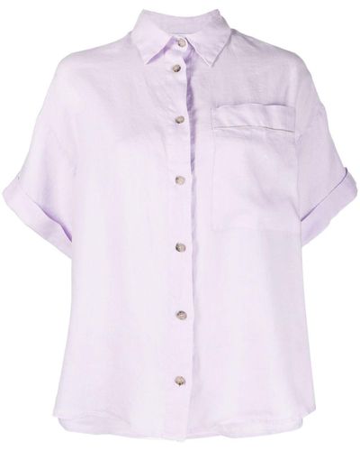 Peserico Button-down Short-sleeve Shirt - Purple