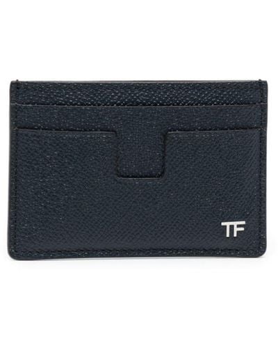 Tom Ford Logo-plaque Leather Card Holder - Blue