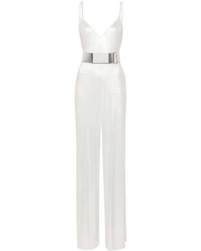 Elisabetta Franchi Jumpsuit mit laminiertem Gürtel - Weiß