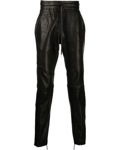 John Elliott Drawstring Leather Trousers - Black