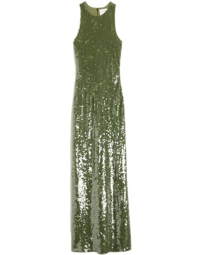 Ami Paris Robe longue en soie ornée de sequins - Vert