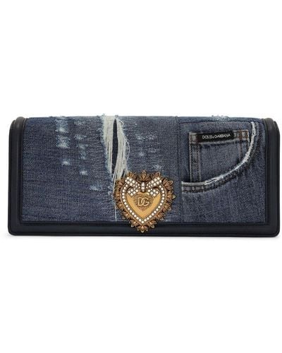 Dolce & Gabbana Sac porté épaule Devotion en jean patchwork - Bleu