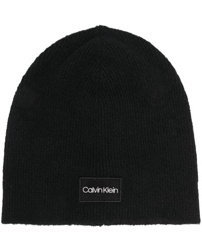 Calvin Klein ロゴパッチ ビーニー - ブラック