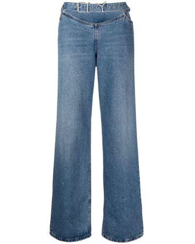 Y. Project Y Belt Arc Straight-leg Jeans - Blue