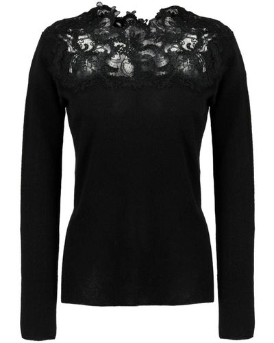 Ermanno Scervino Corded-lace Cashmere Sweatshirt - Black