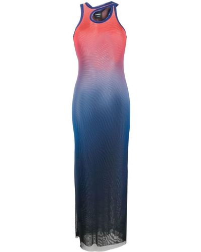 OTTOLINGER Gradient-print Sleeveless Mesh Maxi Dress - Blue