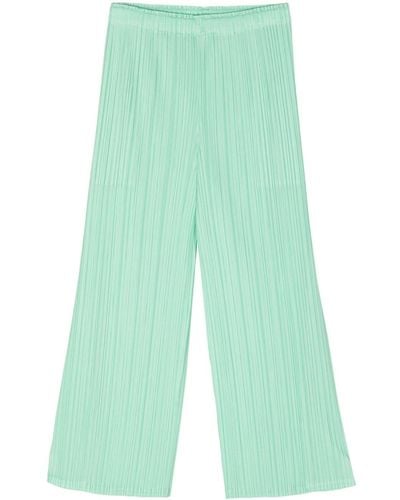 Pleats Please Issey Miyake Pleated Cropped Pants - Green