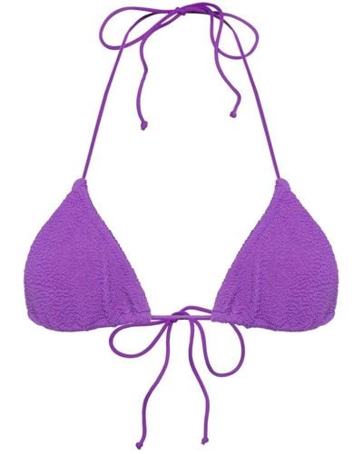 Mc2 Saint Barth Shirred Bikini Top - Purple