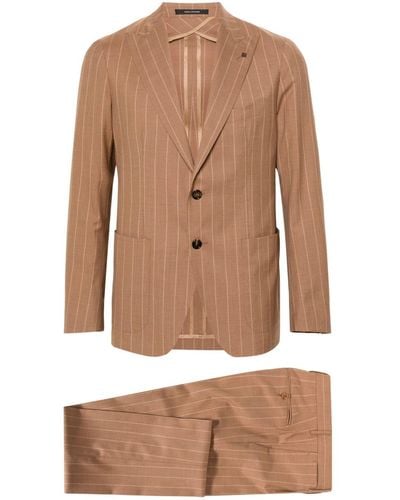 Tagliatore Montecarlo Pinstriped Suit - Brown