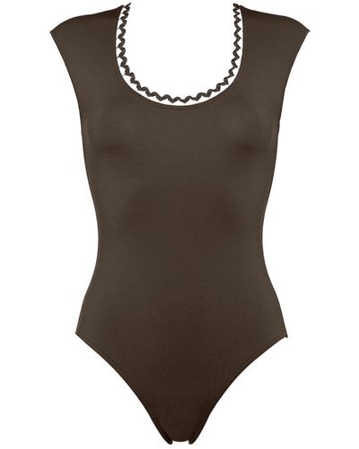 Eres Party Scalloped Swimsuit - Brown