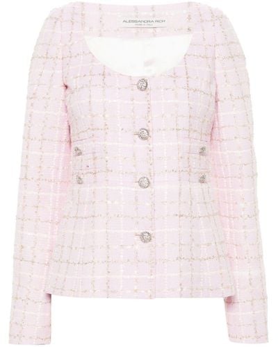Alessandra Rich Sequin-embellished Tweed Jacket - ピンク
