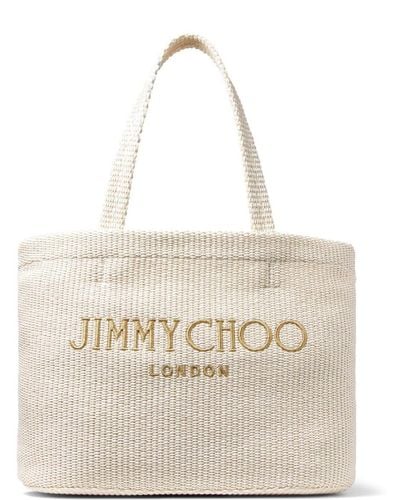 Jimmy Choo Bolso de rafia con logo bordado - Neutro