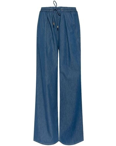 Emporio Armani Pantalones anchos de talle alto - Azul