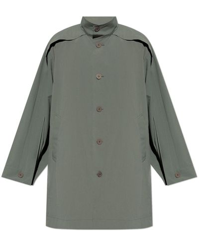 Homme Plissé Issey Miyake Wing Stand-collar Mid-length Coat - Grey