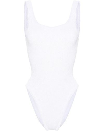 Hunza G Crinkled-effect Open-back Swimsuit - White