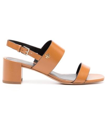 Tory Burch Double T 50mm Leather Sandals - Brown