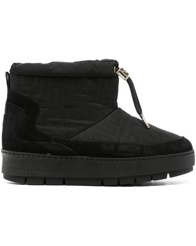 Tommy Hilfiger Monogram-jacquard Platform Snow Boots - Black