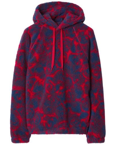 Burberry Abstract-pattern Print Shearling Hoodie - Red