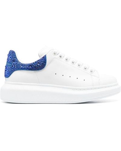 Alexander McQueen Crystal-embellished Lace-up Sneakers - Blue