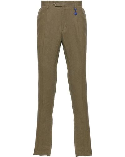 Manuel Ritz Mid-rise Tailored Linen Trousers - Green
