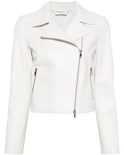 P.A.R.O.S.H. Leather Zip-up Biker Jacket - White